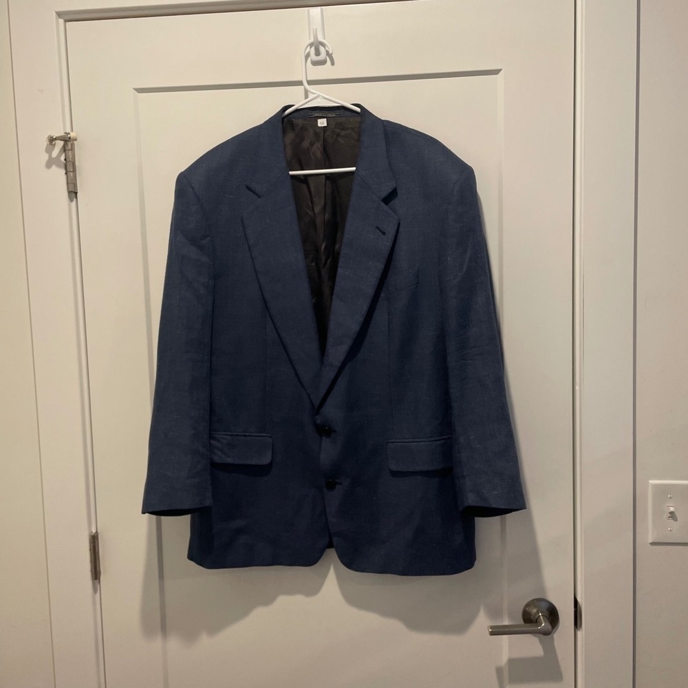 Lubiam 1911 Mens 100% Silk Blazer Sport Coat Blue Made in Italy Size 52R US 42R